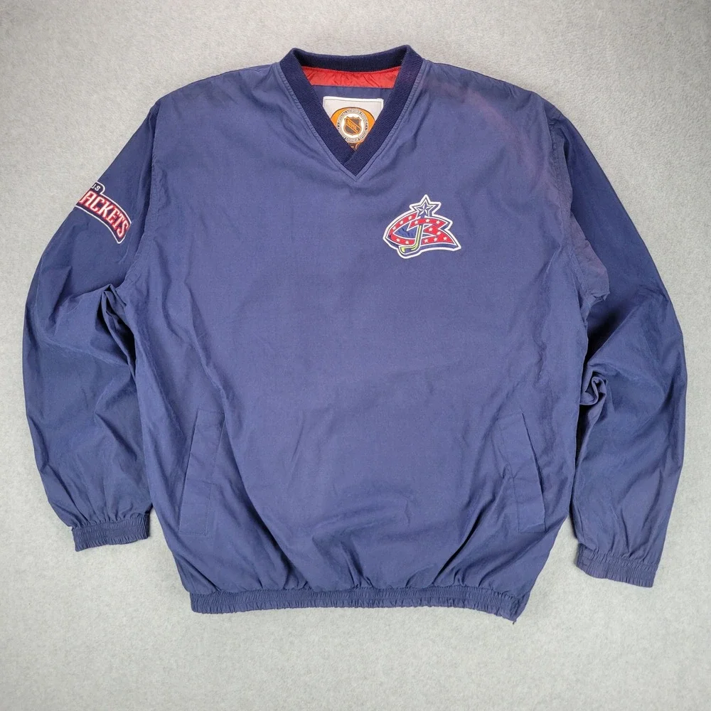 G-III Carl Banks Columbus Blue Jackets Windbreaker Mens M Navy Blue V-Neck NHL